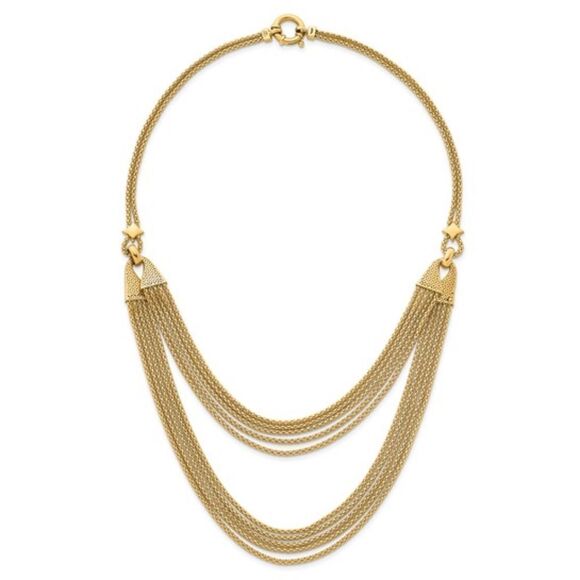 Herco 14K Yellow Gold 18" Multi-Strand Popcorn Chain Necklace – Made in Italy - Picture 2 of 5